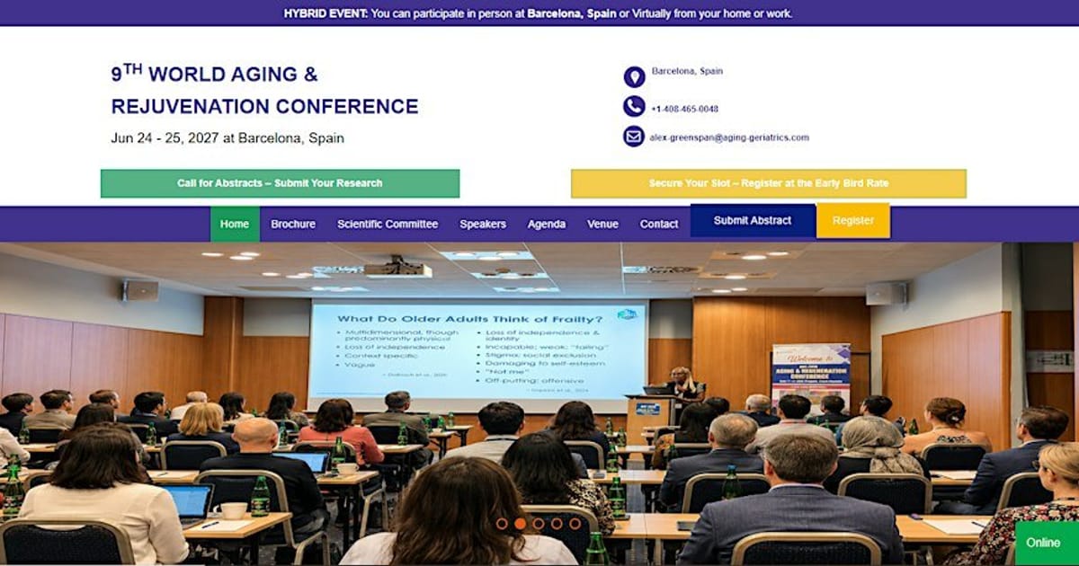 9th World Aging and Rejuvenation Conference (ARC-2027), Sant Boi de Llobregat